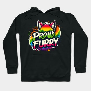 Proud Furry Fox Wolf Rainbow Cute Furry Fursona LGBTQ Fandom Hoodie